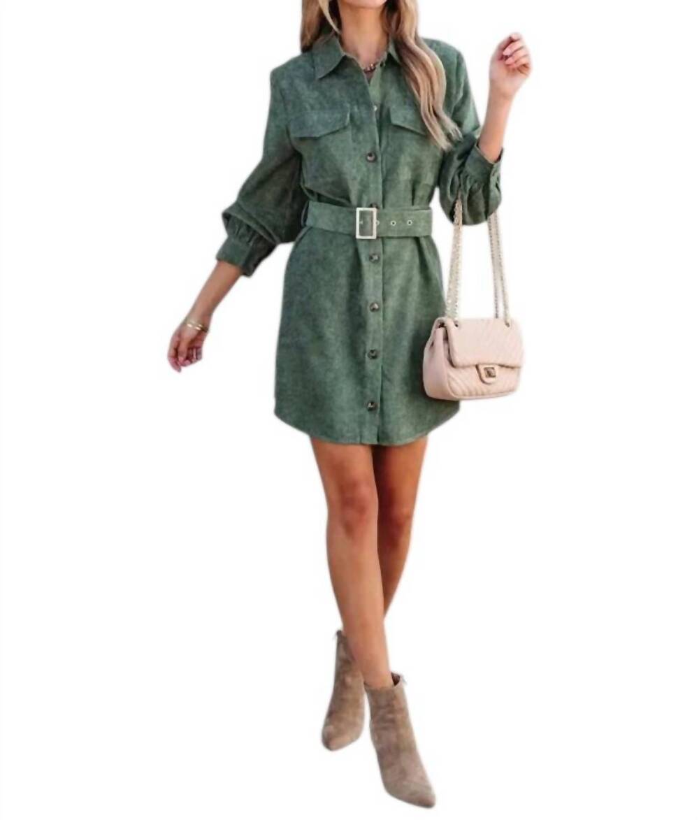 NEW SUHKASANA madeline cord mini dress in green